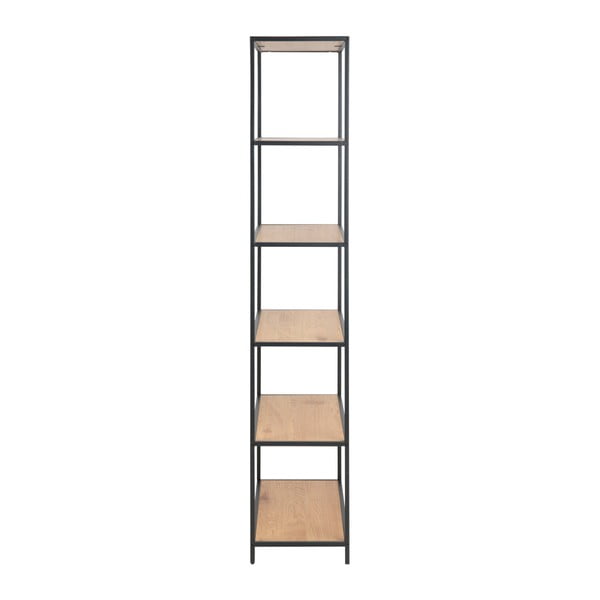 Pastatoma lentyna juodos spalvos/natūralios spalvos iš ąžuolo 77x185 cm Seaford – Actona-image-2