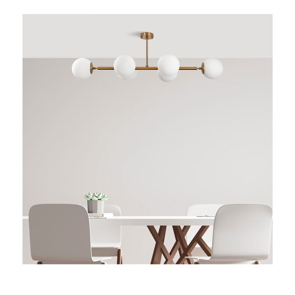Lubinis šviestuvas baltos spalvos/auksinės spalvos 40x110 cm su stiklo gaubtu Fazli – Opviq lights-image-2