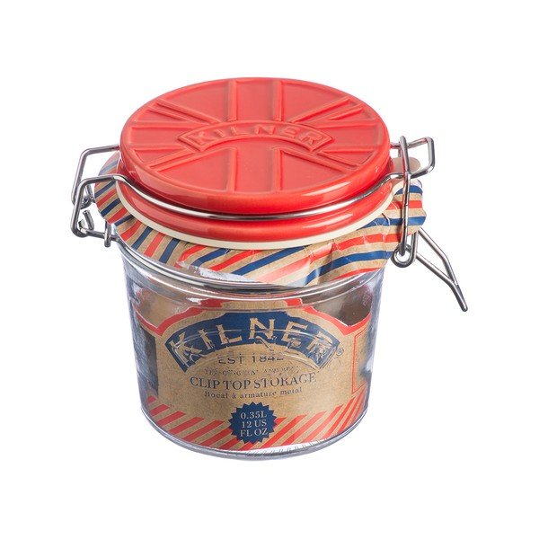 Indas maistui gaminti su raudonu keraminiu dangteliu su spaustuku "Kilner England", 0,35 l-image-1