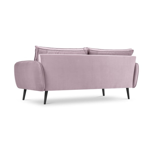 Šviesiai rožinė aksominė sofa su juodomis kojomis Kooko Home Lento, 198 cm-image-3