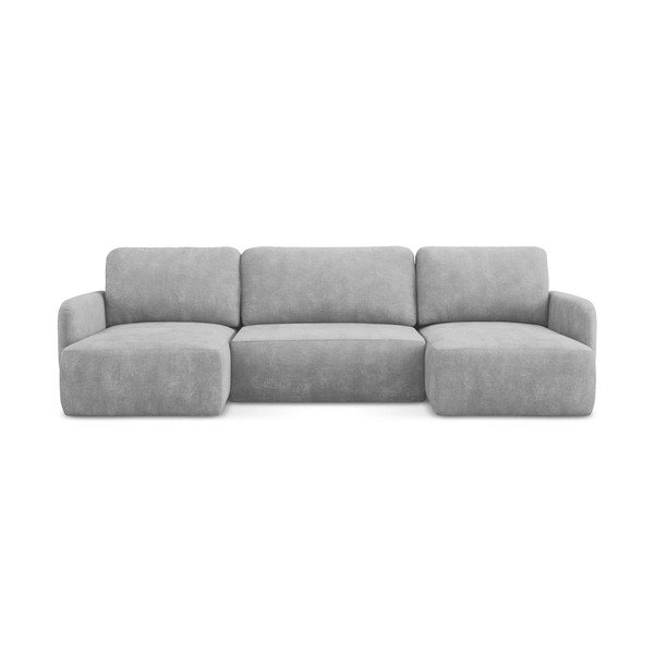 Šviesiai pilkos spalvos iš šenilinio audinio sulankstoma/su sandėliavimo vieta kampinė sofa („U“ formos) Lilo – Makamii