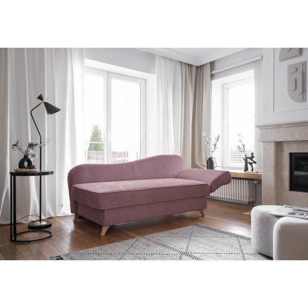 Pilkai rožinės spalvos iš kordinio velveto gultas (su dešiniuoju kampu) Chic Charlotte – Miuform-image-4