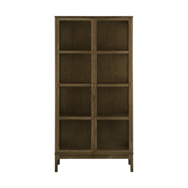 Tamsiai rudos spalvos vitrina iš ąžuolo 90x180x40 cm Zamora – House Nordic-image-2