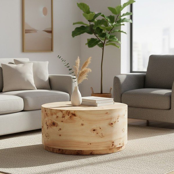 Natūralios spalvos apvalios formos kavos staliukas ø 80 cm Mota – Premier Housewares-image-1