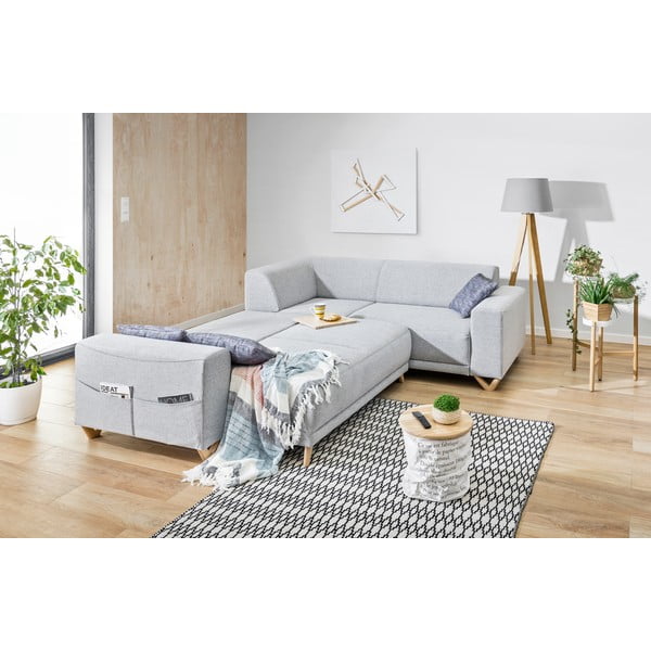 Šviesiai pilkos spalvos sulankstoma/su sandėliavimo vieta kampinė sofa (su dešiniuoju kampu/„L“ formos) Classy Sophie – Miuform-image-4