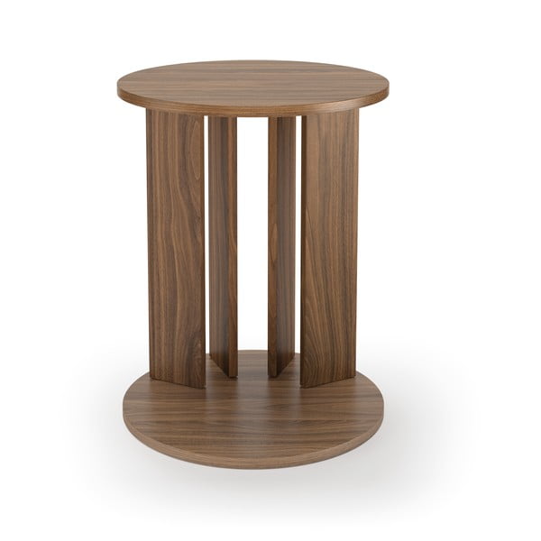 Apvalus kavos staliukas su riešutmedžio stalviršiu ø 50 cm Nora - TemaHome-image-3