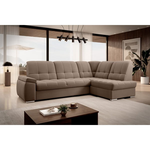 Rudos spalvos iš velveto sulankstoma/su sandėliavimo vieta kampinė sofa (su dešiniuoju kampu/„L“ formos) Sado – ELTAP-image-4