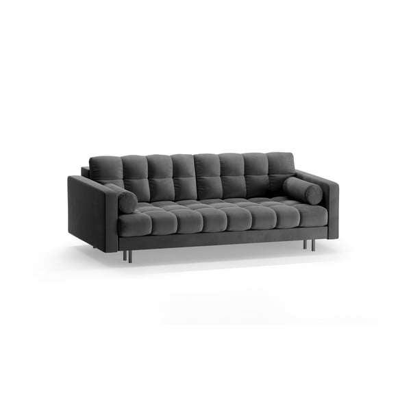 Tamsiai pilkos spalvos iš velveto sulankstoma/su sandėliavimo vieta sofa 222 cm Bali – Cosmopolitan Design-image-3