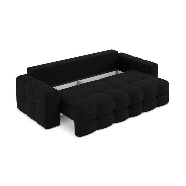 Juodos spalvos iš boucle sulankstoma sofa 255 cm Milu – Makamii-image-4