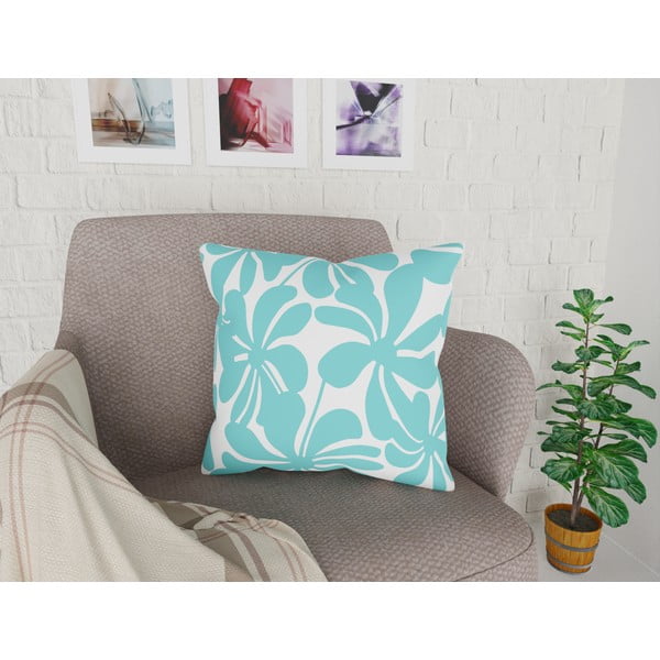 Turkio ir baltos spalvos pagalvės užvalkalas Vitaus Jungle Paradiso, 43 x 43 cm-image-1