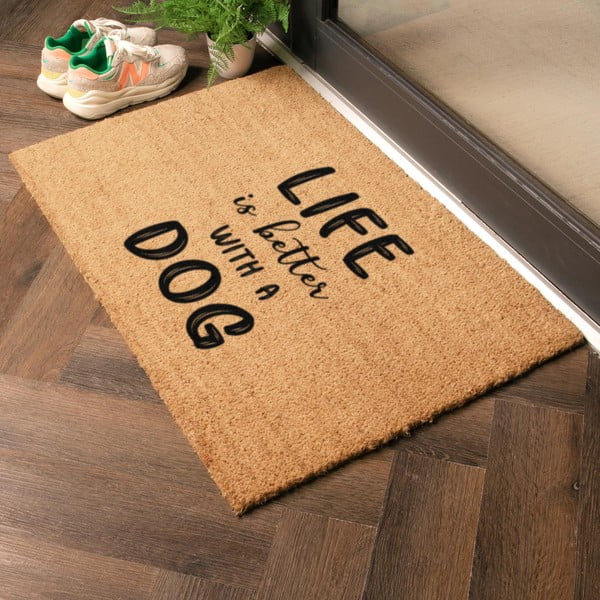 Iš kokoso pluošto grindų kilimėlis 40x60 cm Life Is Better With a Dog – Artsy Doormats-image-1