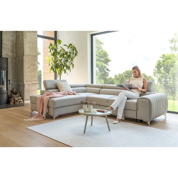 Žalios spalvos iš velveto sulankstoma/su sandėliavimo vieta kampinė sofa (su kairiuoju kampu/„L“ formos) Laurence – ELTAP-image-4