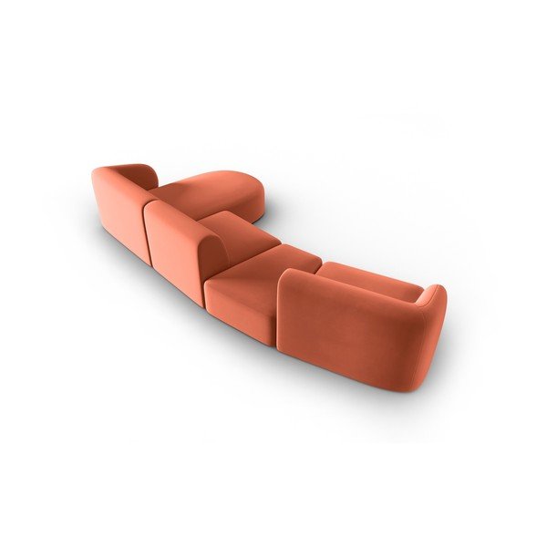 Rožinės spalvos iš velveto kampinė sofa (su dešiniuoju kampu/su gultu) Paolo – Milo Casa-image-3