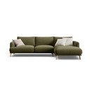 Žalios spalvos kampinė sofa iš velveto (su dešiniuoju kampu/su gultu) Naomi – Micadoni 