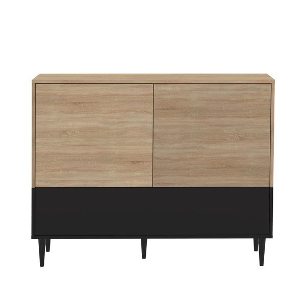 Juoda apatinė ąžuolo medienos komoda TemaHome Horizon-image-2