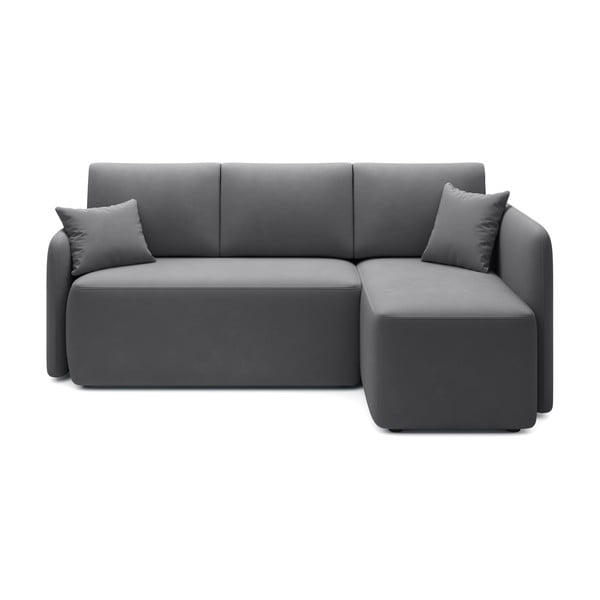 Taupe spalvos iš velveto sulankstoma/su sandėliavimo vieta kampinė sofa (su dešiniuoju kampu/su gultu) Hadson – ELTAP
