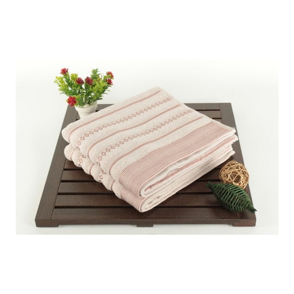 2 rožinių Patricia Bombeli vonios rankšluosčių rinkinys, 50 x 90 cm