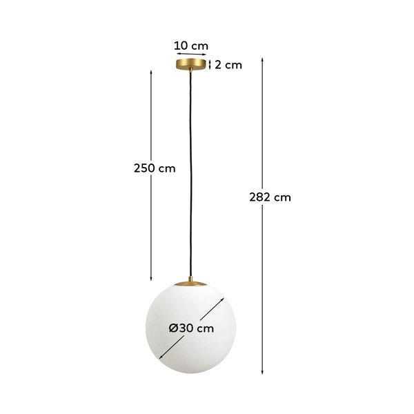 Baltos spalvos/auksinės spalvos iš metalo kabantis šviestuvas ø 30 cm su stiklo gaubtu Brisia – Kave Home-image-3