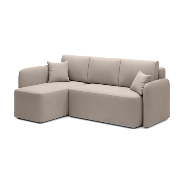 Smėlio spalvos iš velveto sulankstoma/su sandėliavimo vieta kampinė sofa (su kairiuoju kampu/su gultu) Hadson – ELTAP-image-2