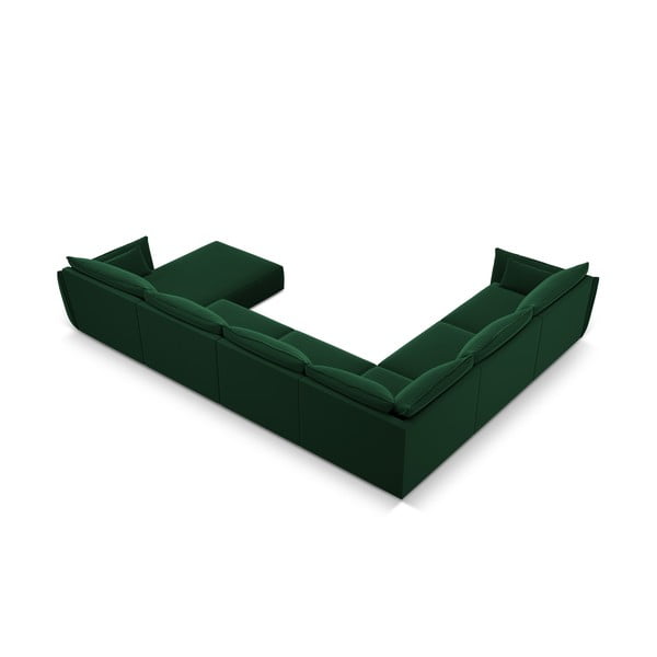 Tamsiai žalios spalvos iš velveto kampinė sofa (su kairiuoju kampu/„U“ formos) Vanda – Mazzini Sofas-image-3