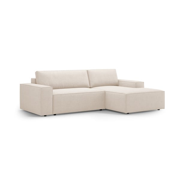 Iš boucle sulankstoma kampinė sofa smėlio spalvos (su dešiniuoju kampu) Jodie – Micadoni Home-image-3