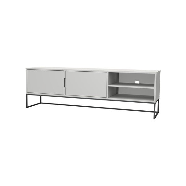 Balta televizoriaus spintelė su juodomis metalinėmis kojomis Tenzo Lipp, plotis 176 cm-image-3
