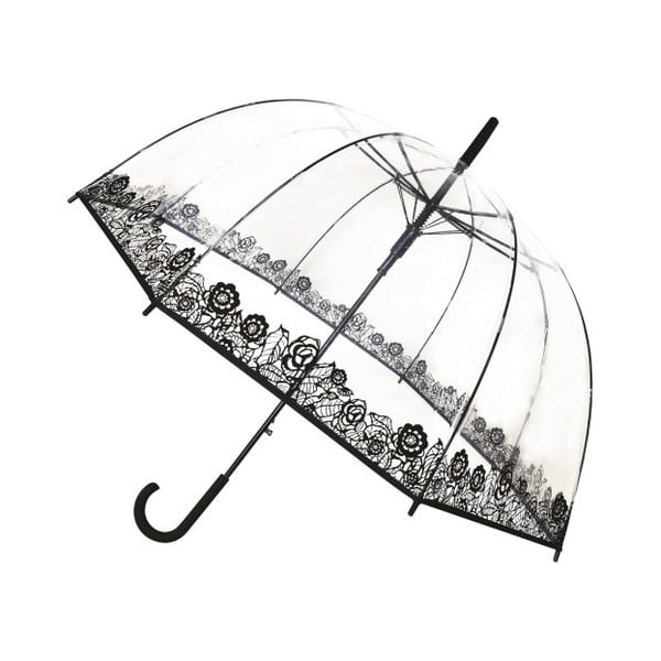 Paukščių narvelis Juodos gėlės skaidrus skėtis, ⌀ 81 cm