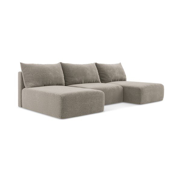 Smėlio spalvos sulankstoma/su sandėliavimo vieta kampinė sofa Kalena – Makamii-image-2