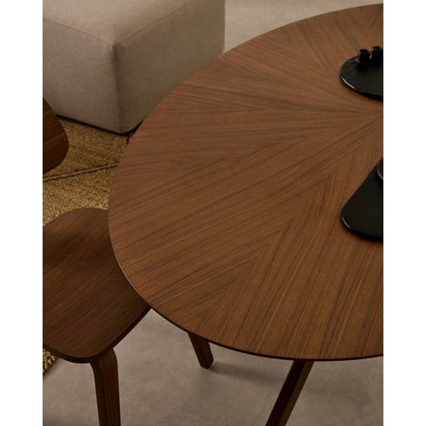 Valgomojo stalas su riešutmedžio dekoro stalviršiu 110x180 cm Naanim – Kave Home-image-1