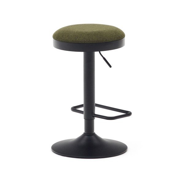 Tamsiai žalios spalvos iš audinio baro kėdžių komplektas reguliuojamo aukščio 2 vnt. (sėdynės aukštis 53,5 cm) Zaib – Kave Home-image-4