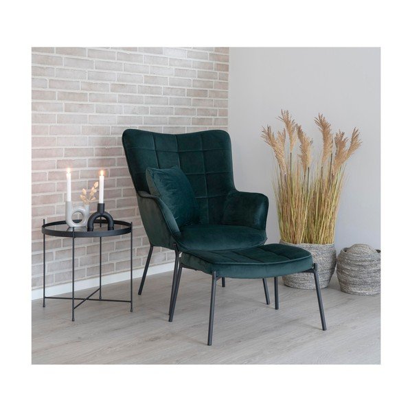 Žalios spalvos krėslas iš velveto Glasgow – Bonami Essentials-image-1