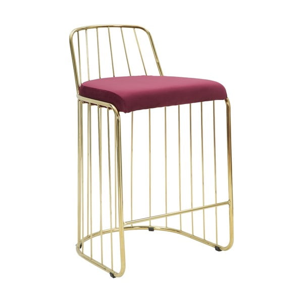 Mauro Ferretti "Cage" baro kėdė bordo raudonos spalvos su aukso spalvos struktūra