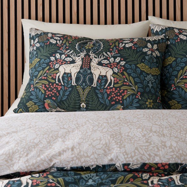 Dvigulė patalynė tamsiai žalios spalvos/kreminės spalvos 200x200 cm Majestic Stag – Catherine Lansfield-image-3
