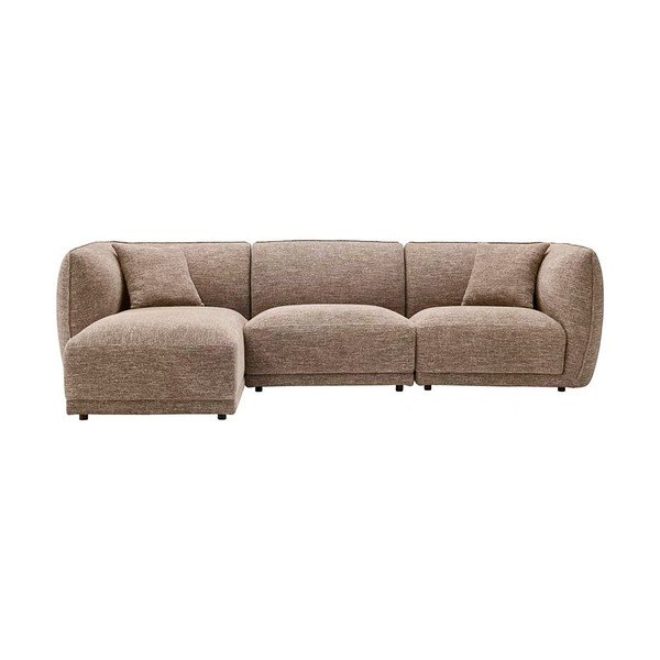 Smėlio spalvos kampinė sofa iš šenilinio audinio (su kairiuoju kampu/su gultu) Noor – House Nordic