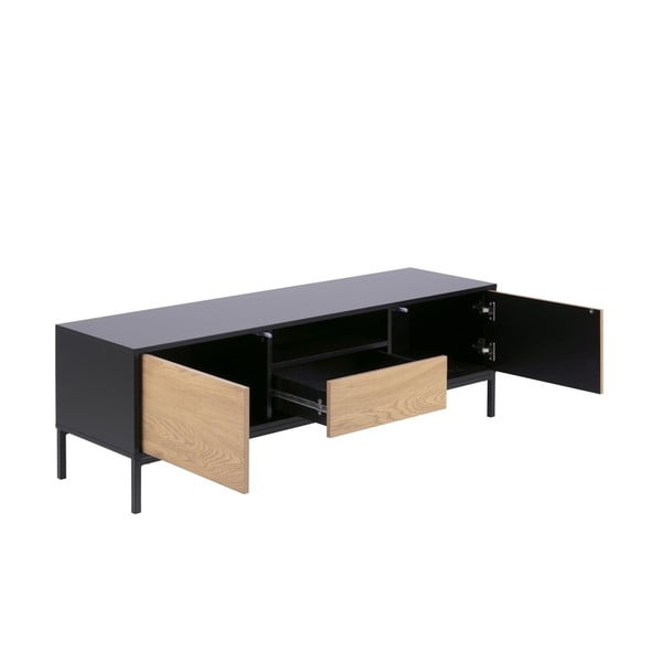 TV spintelė juodos spalvos/natūralios spalvos iš ąžuolo 140x45 cm Seaford – Actona-image-3
