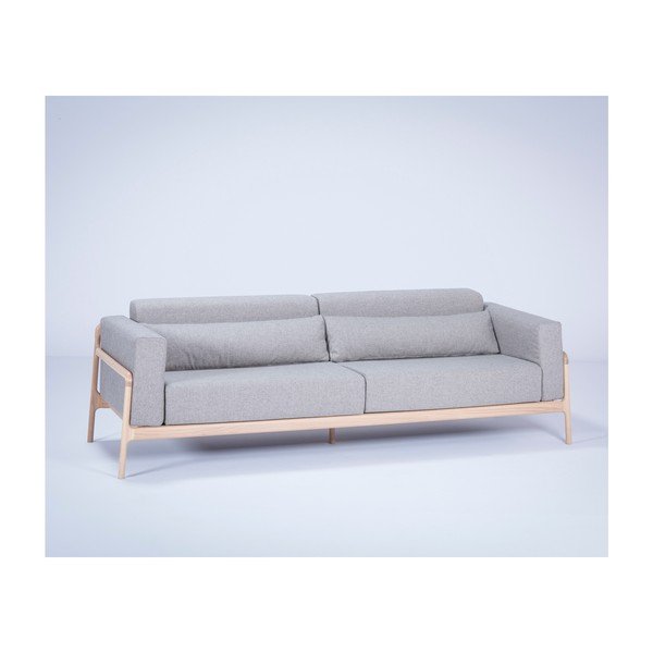 Šviesiai pilka sofa su ąžuolo konstrukcija Gazzda Fawn, 240 cm-image-1