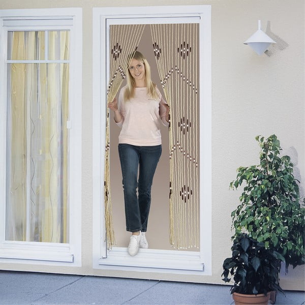 Natūralios spalvos iš bambukinė užuolaida durims 90x200 cm – Maximex-image-3