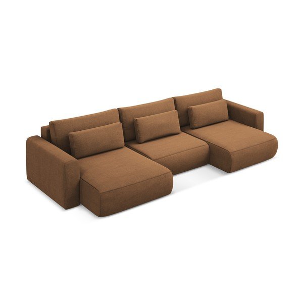 Terakotos spalvos sulankstoma/su sandėliavimo vieta kampinė sofa („U“ formos) Kapua – Makamii-image-4