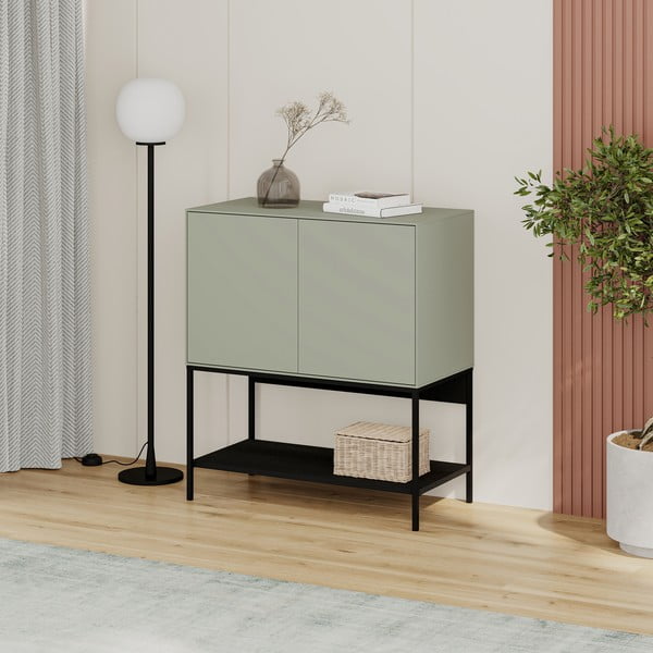 Spintelė žalios spalvos/juodos spalvos 80x90x40 cm Amira – Marckeric-image-3