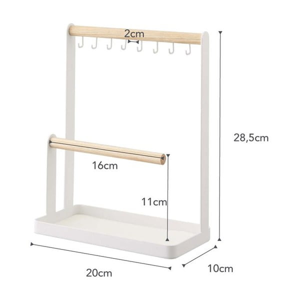 Baltas daugiafunkcinis stovas su buko medienos detalėmis YAMAZAKI Tosca-image-3