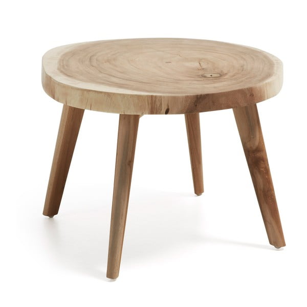 Iš masyvios munggur medienos apvalios formos šoninis stalas ø 65 cm Wellcres – Kave Home