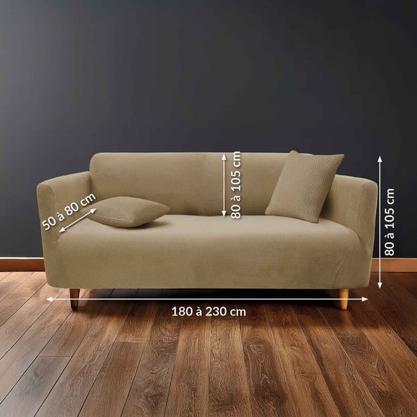 Rudos spalvos 3 sėdimos vietos įtempiamas sofai baldų apmušalas Sacha – douceur d'intérieur-image-2