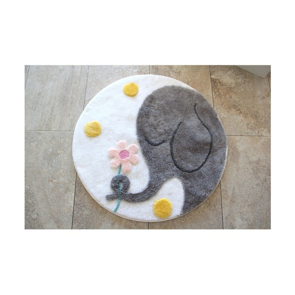 Vonios kilimėlis su dramblio motyvu Buyuk Fil Grey, ⌀ 90 cm