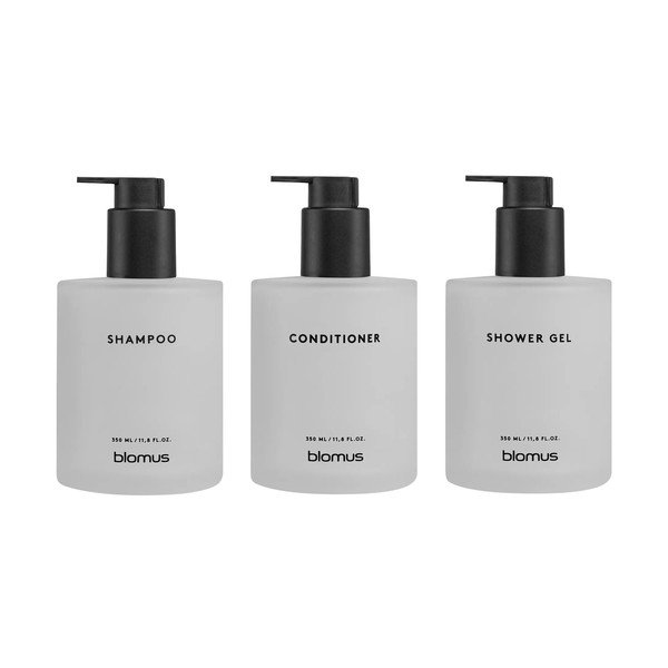 Sieniniai baltos spalvos iš stiklo muilo dozatoriai 3 vnt. 350 ml Kirei – Blomus-image-3