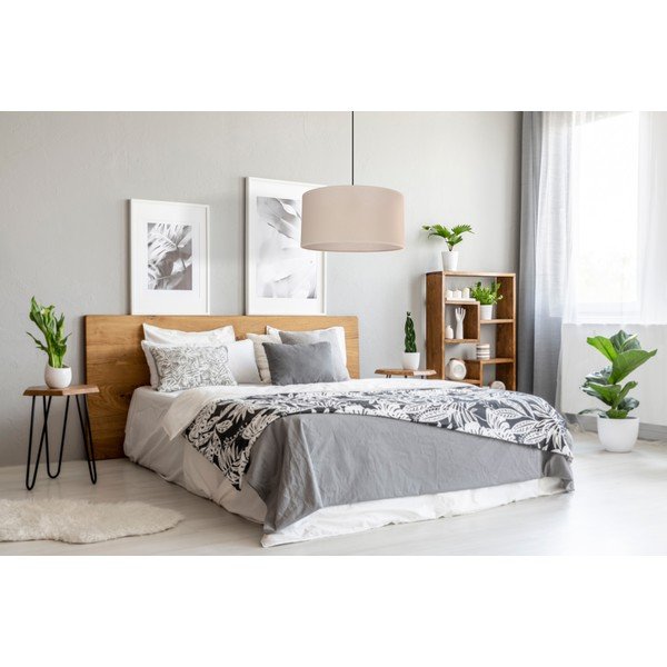 Smėlio spalvos kabantis šviestuvas ø 40 cm su tekstiliniu gaubtu Shanti – Candellux Lighting-image-3