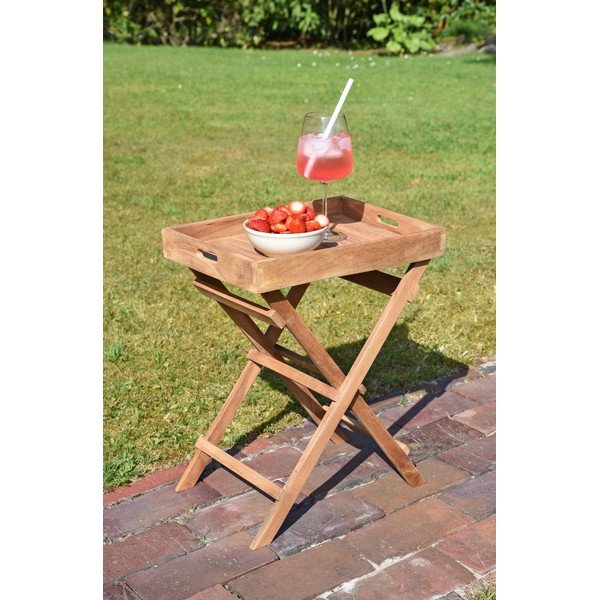 Iš tikmedžio masyvo sodo šoninis staliukas 29x39 cm Bacan – Garden Pleasure-image-1