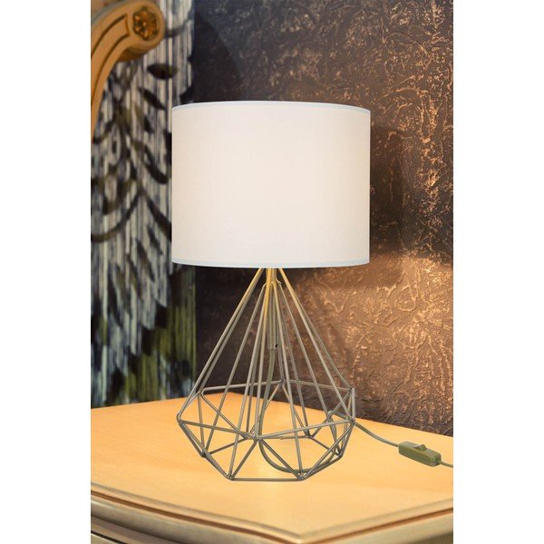 Stalinė lempa su kreminio aukso spalvos tekstiliniu gaubtu (aukštis 46,5 cm) Pena - Squid Lighting-image-1