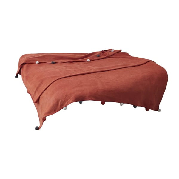 Raudonos plytų spalvos fleece tipo lovatiesė 150x200 cm Pom Pom – Mijolnir