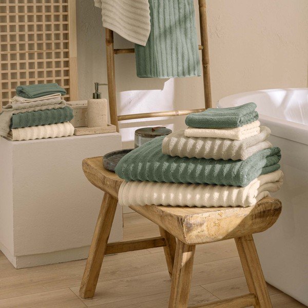 Kreminės spalvos iš frote audinio iš medvilnės rankšluostis 50x90 cm Maya – douceur d'intérieur-image-1