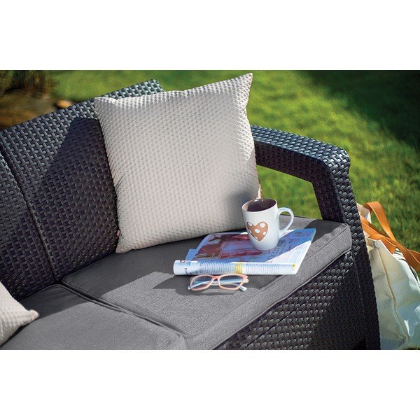 Iš dirbtinio rotango sodo sofa tamsiai pilkos spalvos Corfu – Keter-image-2